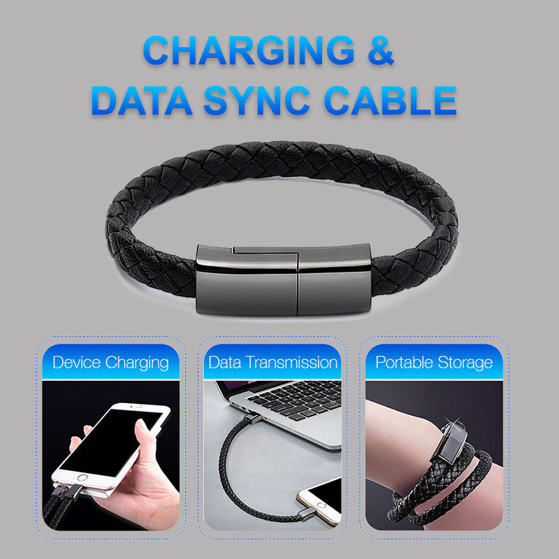 New Bracelet Charger USB Charging Cable Data Charging Cord For USB type C Cable and apple lightning port